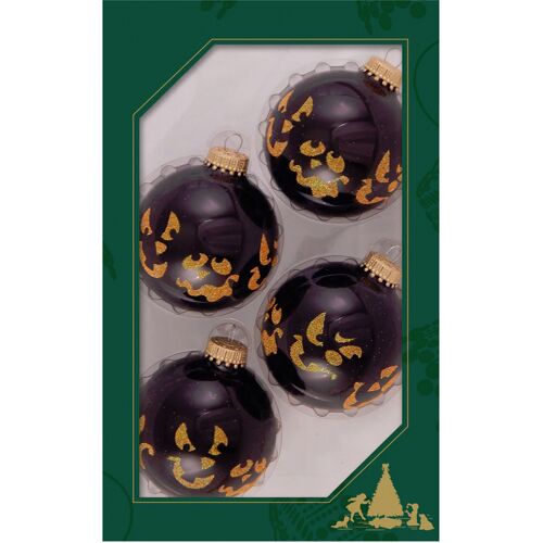 Gruselgesichter Halloween Glitzer Weihnachtskugeln Ø6,5cm 4 Stück