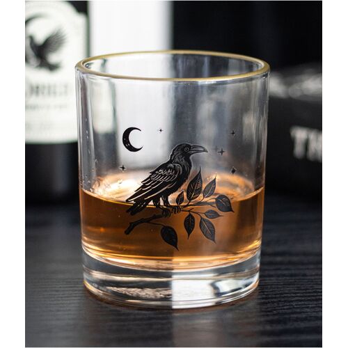 Gothic Trinkglas mit schwarzem Raben 350ml