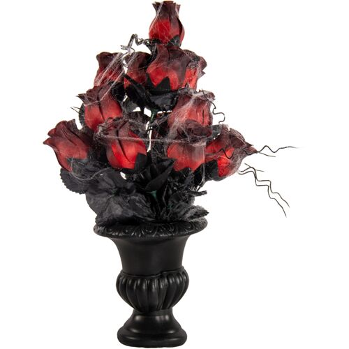 Antike Vase mit Roten verblühten Rosen & Spinnennetz