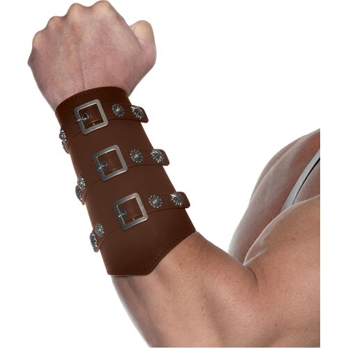 Braune Gladiator Armschienen aus Kunstleder mit Schnallen