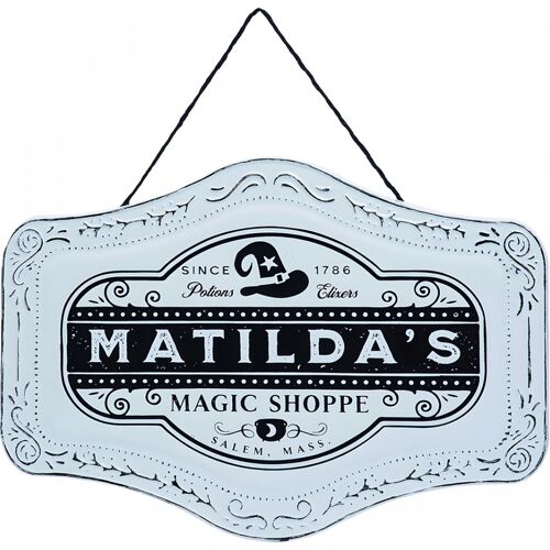 Dekoschild Matilda's Magic Shoppe aus Zinn 37cm
