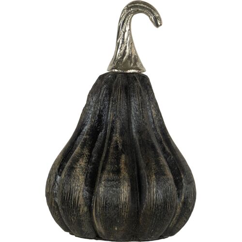 Schwarzer Kürbis aus Holz im Vintage Look 15cm