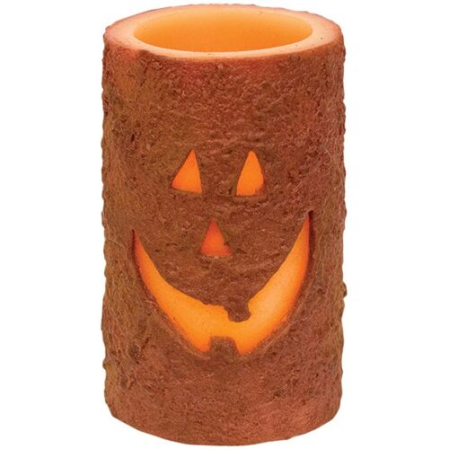 Shabby-Chic Jack-O-Lantern LED Wachskerze mit Timer 12cm