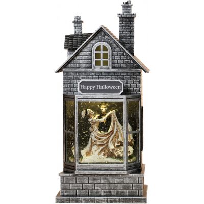 Leuchtendes Wasserhaus mit Skelett Hochzeitspärchen 27cm Leuchtendes Wasserhaus mit Skelett Hochzeitspärchen 27cm