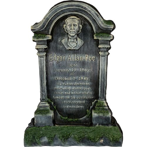 Edgar A. Poe Halloween Grabstein mit Erdspieß 53cm