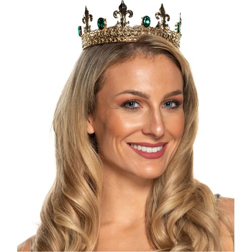 Goldene Krone mit grünen Schmucksteinen