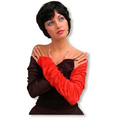 Ellenbogenlange Samthandschuhe rot
