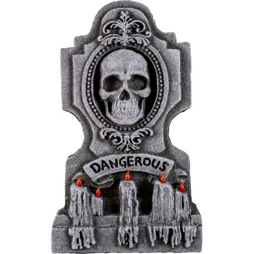 "Dangerous" Skull Grabstein Kreuz 53cm