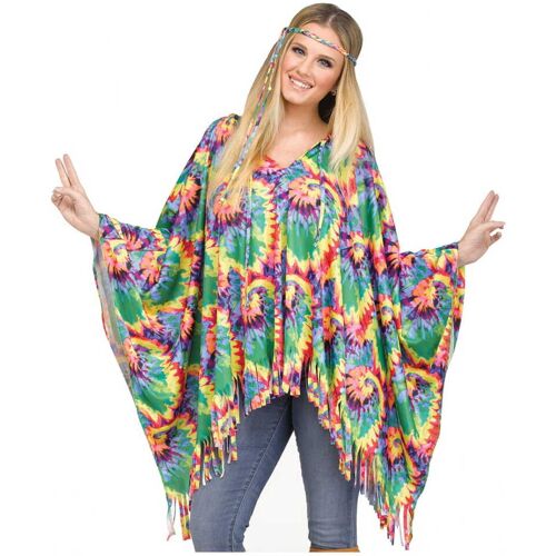 Poncho mit Haarband für Hippies