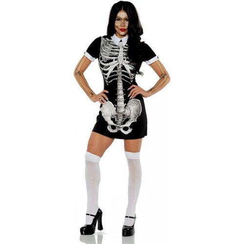 Skelett Kurzarmkleid mit Kragen