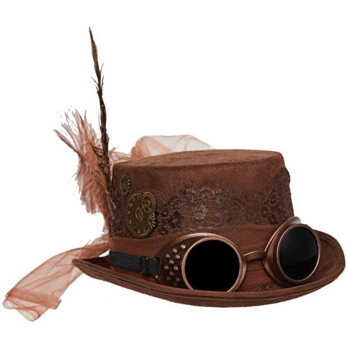 Steampunk Hut mit Schweißerbrille Braun