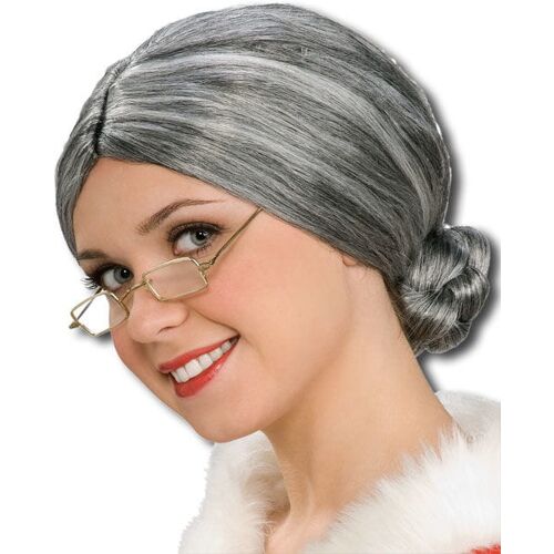 Graue Oma Perücke mit Knoten