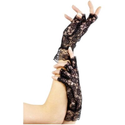 Fingerlose kurze Spitzen-Handschuhe schwarz Fingerlose kurze Spitzen-Handschuhe schwarz