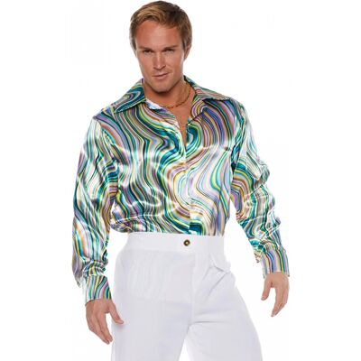 Glänzendes 70er Jahre Swirl Disco Hemd Glänzendes 70er Jahre Swirl Disco Hemd