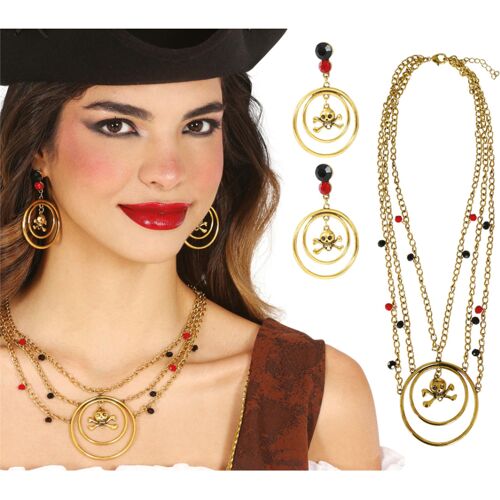 Seeräuber Schmuck mit Halskette & Ohrringen