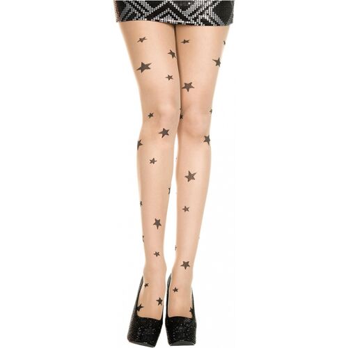 Strumpfhose mit Sternen Beige-Schwarz
