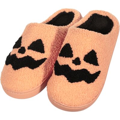 Kuschelweiche Hausschuhe mit Halloween Kürbisgesicht Kuschelweiche Hausschuhe mit Halloween Kürbisgesicht