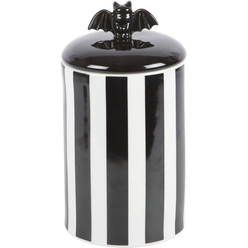 Gestreifte Keksdose mit Fledermaus 20cm