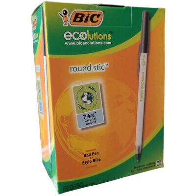 60er Pack BIC Kugelschreiber ECOlutions Round Stic, in Schwarz, Strichstärke 0,4 mm, 8932392 60er Pack BIC Kugelschreiber ECOlutions Round Stic, in Schwarz, Strichstärke 0,4 mm, 8932392