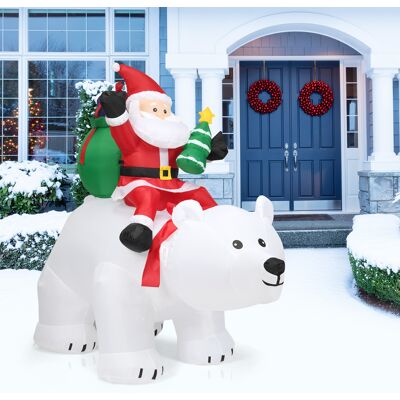 Costway Aufblasbarer Eisbär & reitender Weihnachtsmann, Weihnachtsfigur mit LEDs, Weihnachtsdeko inkl. Gebläse & Zubehör 200cm Costway Aufblasbarer Eisbär & reitender Weihnachtsmann, Weihnachtsfigur mit LEDs, Weihnachtsdeko inkl. Gebläse & Zubehör 200cm