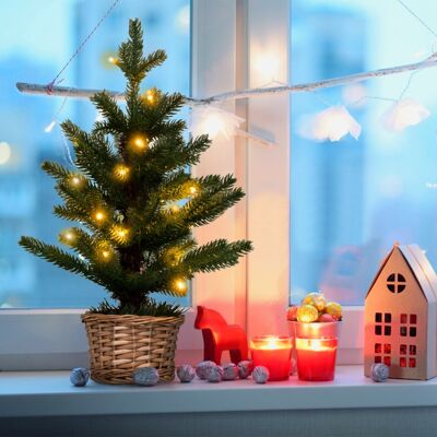 Costway 48cm kleiner Weihnachtsbaum beleuchteter Mini Weihnachtsbaum Christbaum für Haus Büro Costway 48cm kleiner Weihnachtsbaum beleuchteter Mini Weihnachtsbaum Christbaum für Haus Büro