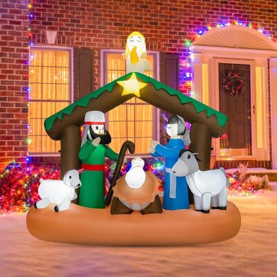 Costway 180 cm hohe Aufblasbare Weihnachtsdekoration Nachstellung der Geburt Jesu mit LED-Lichter Costway 180 cm hohe Aufblasbare Weihnachtsdekoration Nachstellung der Geburt Jesu mit LED-Lichter