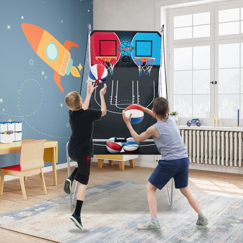 Costway 8 in 1 Basketballautomat mit 4 Bällen & Luftpumpe & 8 Spielmodi Arcade Basketballspiele Rot