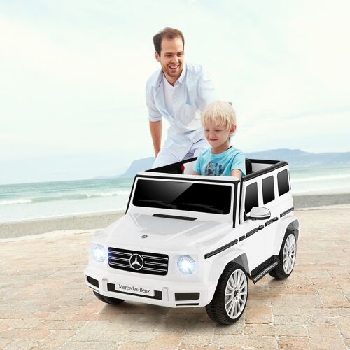 Costway Elektroauto für Kinder Mercedes Benz G500 Kinderauto Elektro mit Fernsteuerung Weiß