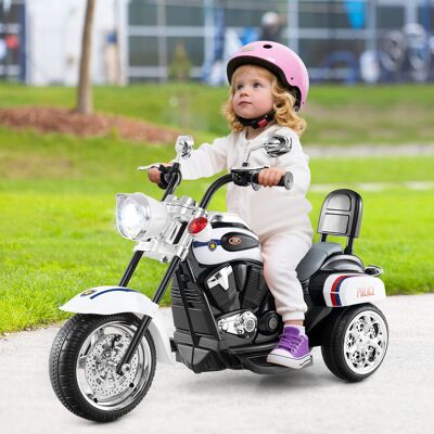 Costway 6V Kinder Elektro Motorrad mit Verstellbaren Scheinwerfer & Sound Dreirad Elektromotorrad Weiß Polizei Costway 6V Kinder Elektro Motorrad mit Verstellbaren Scheinwerfer & Sound Dreirad Elektromotorrad Weiß Polizei