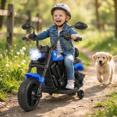 Costway 6V Kinder Motorrad Chopper-Motorrad mit Musik Scheinwerfer Fußpedal und 2 Stützrädern Marineblau Costway 6V Kinder Motorrad Chopper-Motorrad mit Musik Scheinwerfer Fußpedal und 2 Stützrädern Marineblau