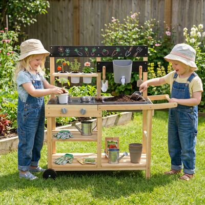 Costway Matschküche Kinder Outdoor Kinderküche Holz mit Rädern und Griff für Kinder ab 3 Jahren Natur Costway Matschküche Kinder Outdoor Kinderküche Holz mit Rädern und Griff für Kinder ab 3 Jahren Natur