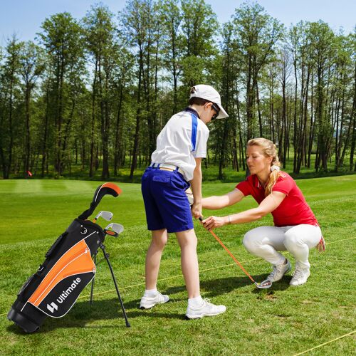 Costway Kinder Komplettes Golf-Schlägerset Rechtshänder Golfset für Kinder von 11-13 Jahren Orange