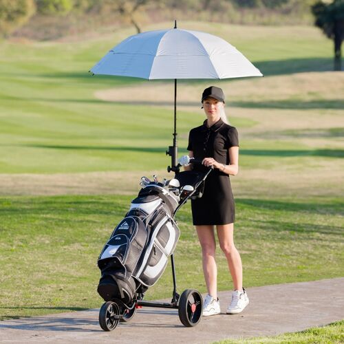 Costway 3-rädriger Golfwagen klappbarer leichter eiserner Golfwagen mit verstellbarem TPR-Griff Metall Golf Push Cart Schwarz