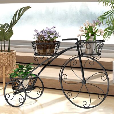 Costway Metall Pflanzenständer mit Fahrrad-Design Blumenregal mit 3 Körben Blumenständer Pflanzenregal Schwarz Costway Metall Pflanzenständer mit Fahrrad-Design Blumenregal mit 3 Körben Blumenständer Pflanzenregal Schwarz