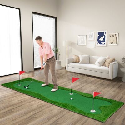 Costway 300 x 100 cm Golf Puttingmatte Golfmatte mit Kunstrasen Trainingsmatte für Zuhause Grün Costway 300 x 100 cm Golf Puttingmatte Golfmatte mit Kunstrasen Trainingsmatte für Zuhause Grün