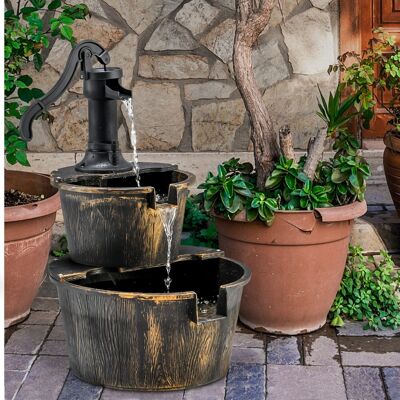 Costway Gartenbrunnen mit Pumpe - Rustikaler Kaskadenwasserbrunnen - 45,5x41x68 cm Costway Gartenbrunnen mit Pumpe - Rustikaler Kaskadenwasserbrunnen - 45,5x41x68 cm