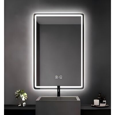 Costway Badspiegel mit Beleuchtung LED-Spiegel mit 3 Lichtfarben & Entnebelungsfunktion 70 x 50 cm Schwarz Costway Badspiegel mit Beleuchtung LED-Spiegel mit 3 Lichtfarben & Entnebelungsfunktion 70 x 50 cm Schwarz