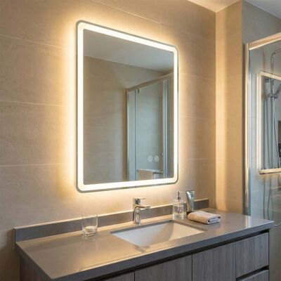 Costway Badspiegel mit LED Beleuchtung & Anti-Beschlag Wandspiegel aus Gehärtetes Glas 80 x 60 x 3 cm Costway Badspiegel mit LED Beleuchtung & Anti-Beschlag Wandspiegel aus Gehärtetes Glas 80 x 60 x 3 cm