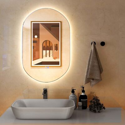 Costway 80 x 50 cm LED Wandspiegel Oval Dimmbarer Badezimmerspiegel Costway 80 x 50 cm LED Wandspiegel Oval Dimmbarer Badezimmerspiegel