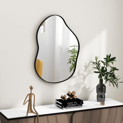 Costway Asymmetrischer Wandspiegel mit Premium-Rückwand Unregelmäßig Geformter Wandspiegel 78 x 56,5 cm Schwarz Costway Asymmetrischer Wandspiegel mit Premium-Rückwand Unregelmäßig Geformter Wandspiegel 78 x 56,5 cm Schwarz