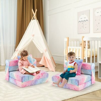 Costway Kindersofa aufklappbar mit Kissen 4 in 1 Spielsofa im Dunkeln Leuchtend Klappsofa Kindersessel Mehrfarbig Costway Kindersofa aufklappbar mit Kissen 4 in 1 Spielsofa im Dunkeln Leuchtend Klappsofa Kindersessel Mehrfarbig