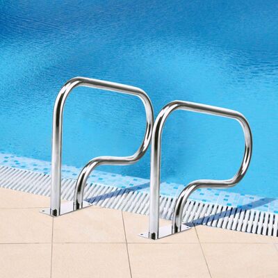 Costway 2er Set Edelstahl 304 Pool-Handlauf Schwimmbad Leiter Handlauf Einstiegsleiter mit Bodenplatte Costway 2er Set Edelstahl 304 Pool-Handlauf Schwimmbad Leiter Handlauf Einstiegsleiter mit Bodenplatte