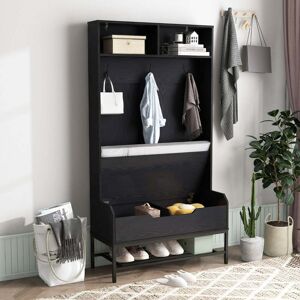 Costway 4 in 1 Garderobe mit Sitzbank & Schuhschrank & 3 Haken Garderobenständer Kleiderständer Schwarz Costway 4 in 1 Garderobe mit Sitzbank & Schuhschrank & 3 Haken Garderobenständer Kleiderständer Schwarz