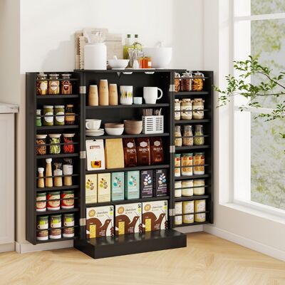 Costway 104 cm hohes Vorratsschrank Küchenschrank mit Türen & verstellbaren Regalen freistehendes Buffet-Sideboard Schwarz Costway 104 cm hohes Vorratsschrank Küchenschrank mit Türen & verstellbaren Regalen freistehendes Buffet-Sideboard Schwarz