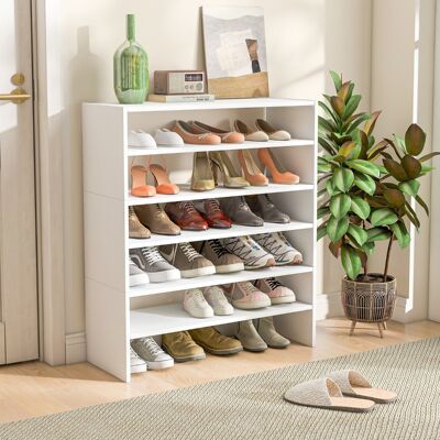Costway Schuhregal 78 cm Langer Horizontaler Schuhschrank 2-Stöckiges Lagerregal Weiß Costway Schuhregal 78 cm Langer Horizontaler Schuhschrank 2-Stöckiges Lagerregal Weiß