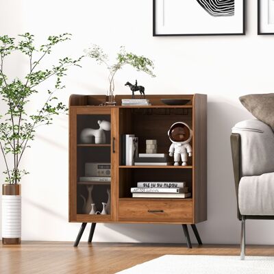 Costway Weinschrank für Zuhause Spirituosenschrank mit Tür & Schublade 80 x 40 x 95 cm Natur Costway Weinschrank für Zuhause Spirituosenschrank mit Tür & Schublade 80 x 40 x 95 cm Natur