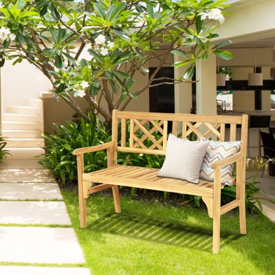 Costway Klappbare Terrassenbank Gartenbank Holz Holzbank Gartenmöbel 120 x 56 x 90 cm Natur Costway Klappbare Terrassenbank Gartenbank Holz Holzbank Gartenmöbel 120 x 56 x 90 cm Natur