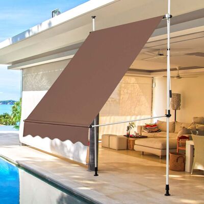 Costway 150 cm Breit Klemmmarkise ohne Bohren UV-beständige Balkonmarkise Höhenverstellbare Markise Kaffee Costway 150 cm Breit Klemmmarkise ohne Bohren UV-beständige Balkonmarkise Höhenverstellbare Markise Kaffee
