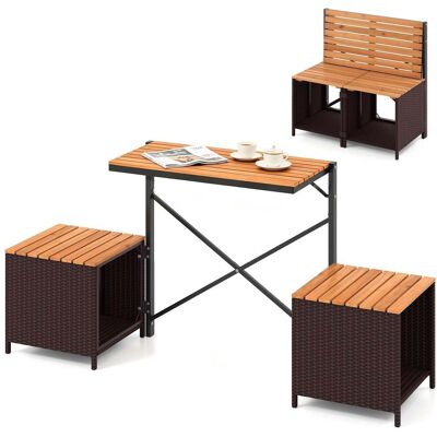 Costway 2-in-1 Outdoor Klappbank Wandelbarer Picknicktisch & Gartenbank mit Metallrahmen Braun Costway 2-in-1 Outdoor Klappbank Wandelbarer Picknicktisch & Gartenbank mit Metallrahmen Braun