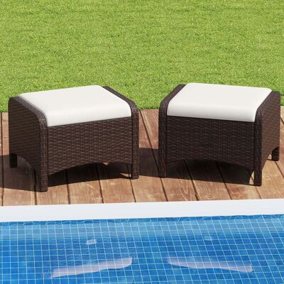 Costway 2er Set Fußhocker aus PE-Rattan Gartenhocker mit Abnehmbarem Sitzkissen Weiß Costway 2er Set Fußhocker aus PE-Rattan Gartenhocker mit Abnehmbarem Sitzkissen Weiß